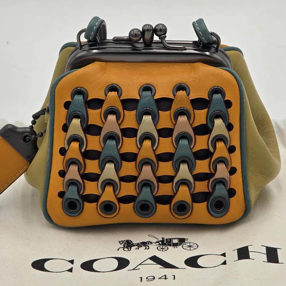 🔥RARE🔥Coach 1941 Double Kisslock Frame 23 W/ Links Goldenrod Multi - Picture 3 of 16